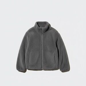 UNIQLO Fluffy Yarn Fleece Full-Zip Jacket | 13Y 160 Fits Women XS-S | Gray